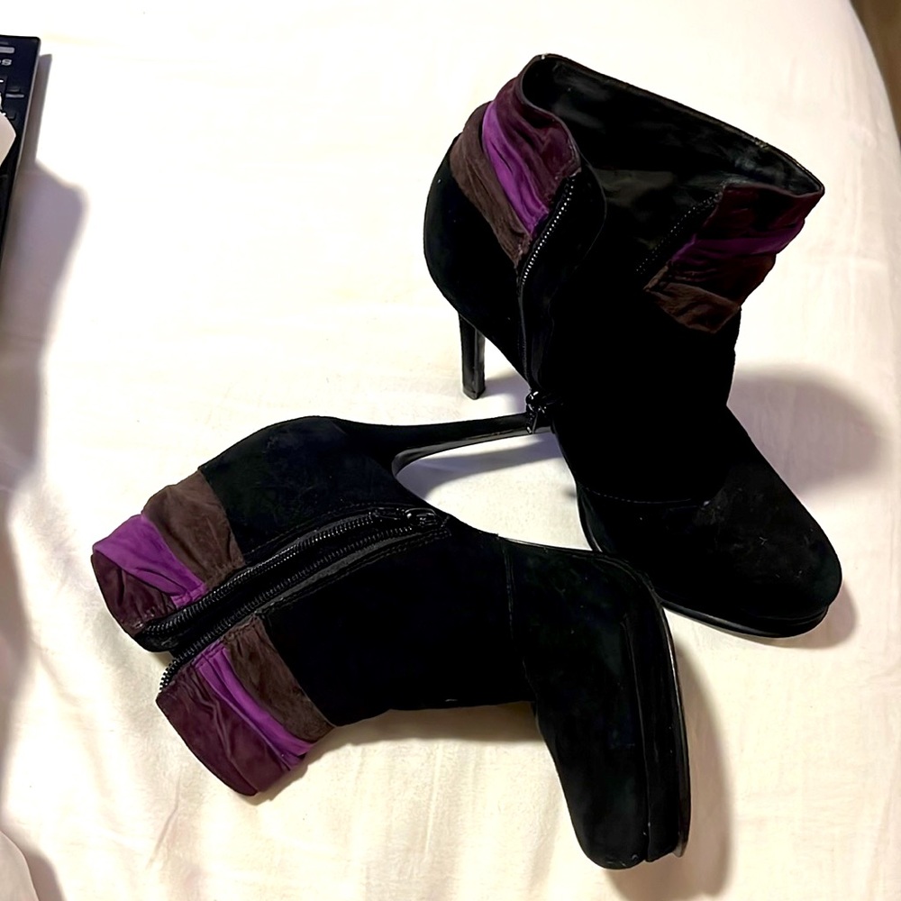 Diane von Furstenberg Black Dvf Platform Runway Ankle Boots/Booties